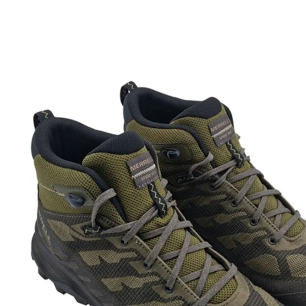 Merrell Speed Eco Hiking Boots Mens Size 12 Green Waterproof Trail Ankle Combat